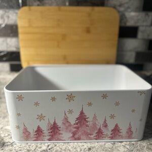 Piñata Pink Christmas Bread Box with Bamboo Cutting Board Lid